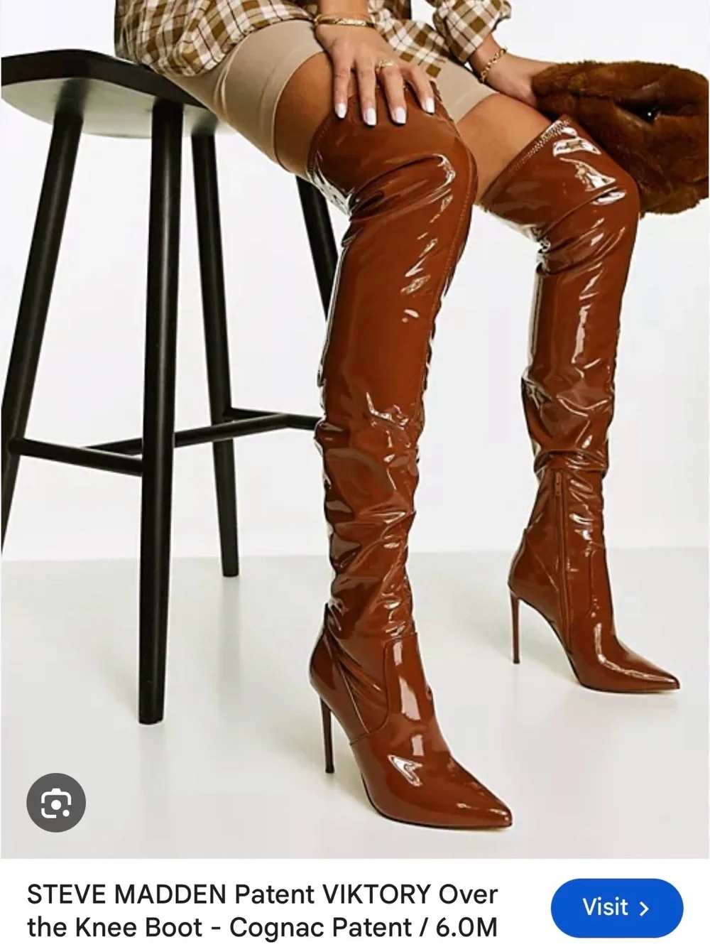 Steve Madden Shiny Chestnut Brown Patent Over-the-Knee Stiletto Boots